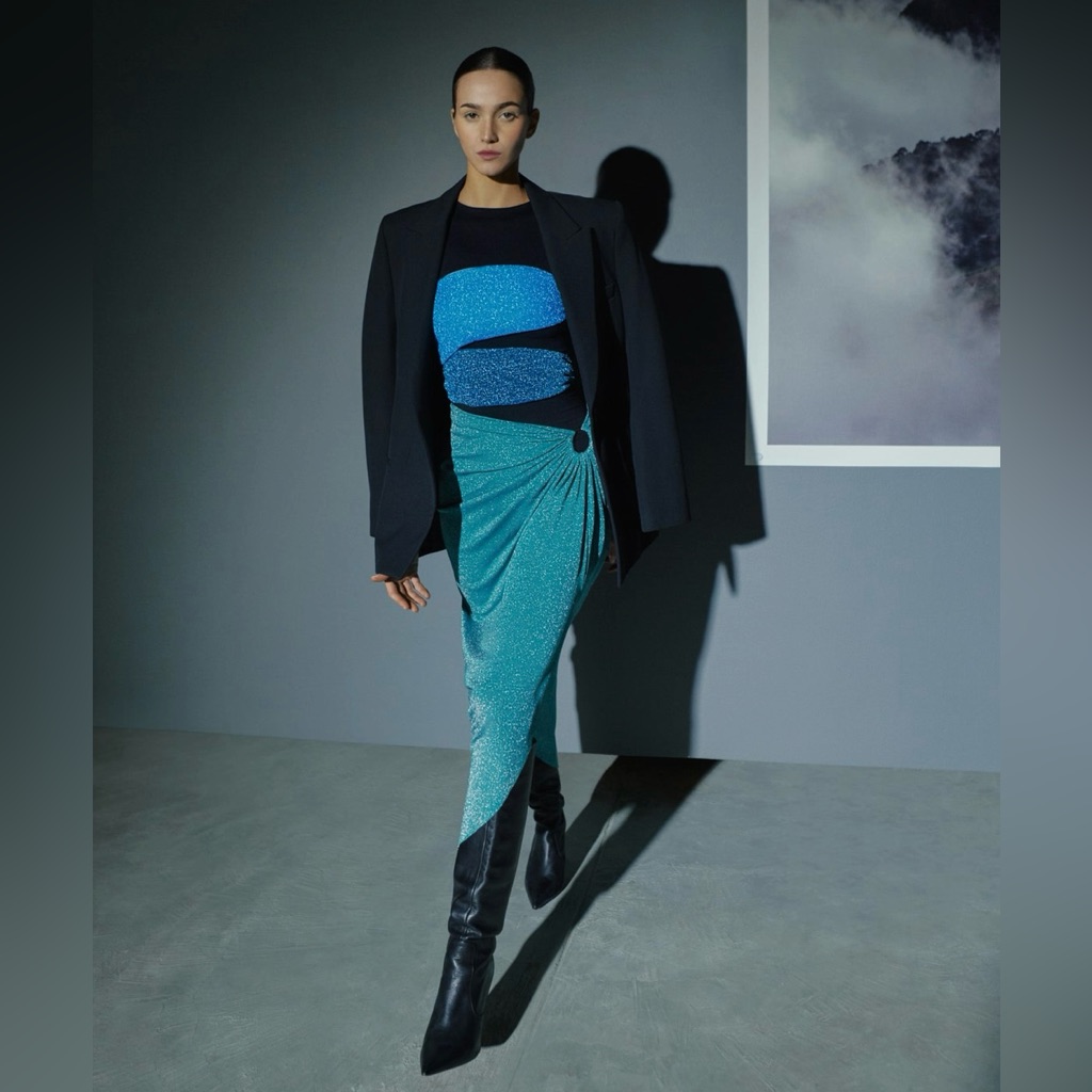Baobab Collection Black And Teal Asymmetrical Dress
